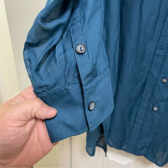 Coldwater Creek silk blend dark turquoise tunic L - Picture 4 of 9